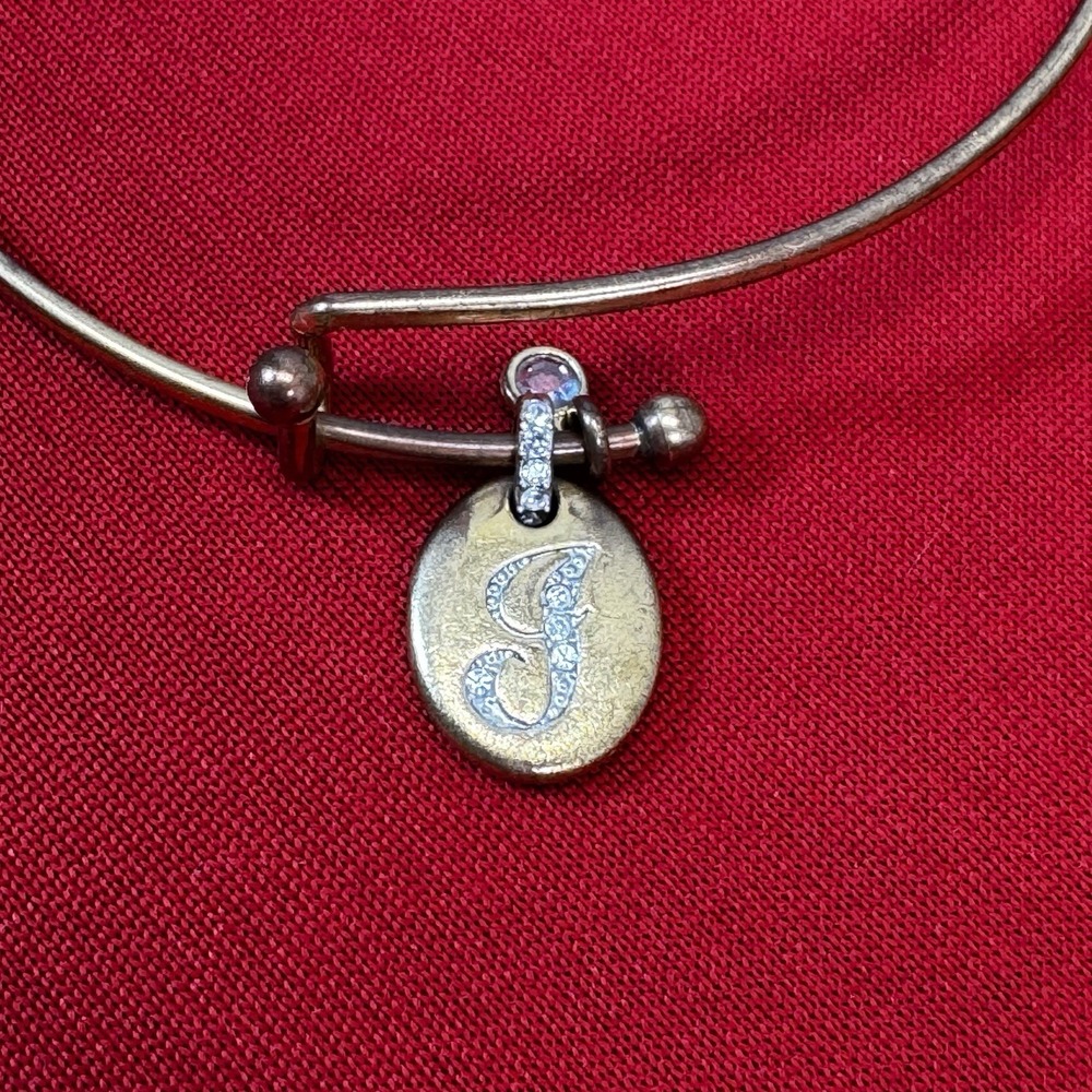 "J" Initial Charm Layering Expandable Slide‎ Fashion Trendy Gold Tone Bracelet